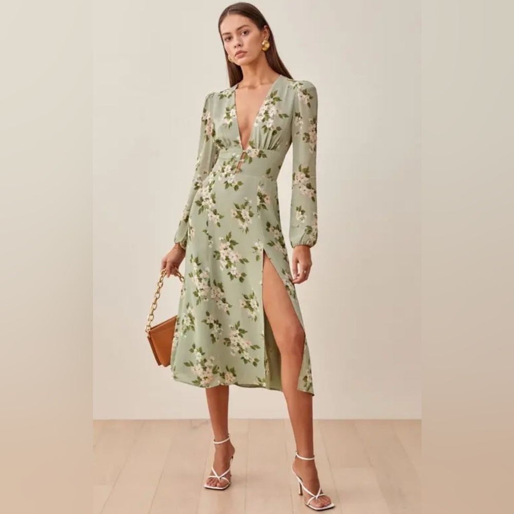 REFORMATION LORNE DRESS - GREEN